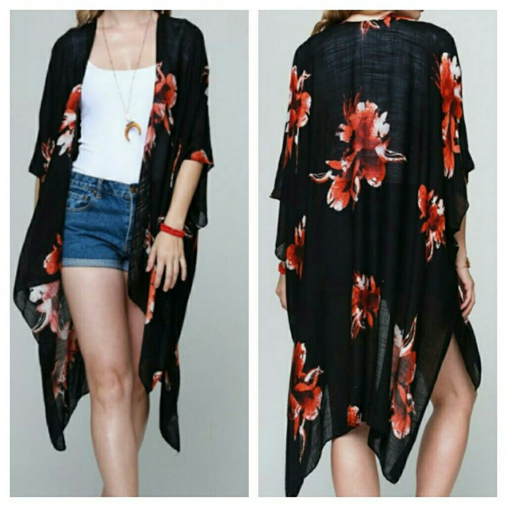 Restocked! Black Floral Kimono
